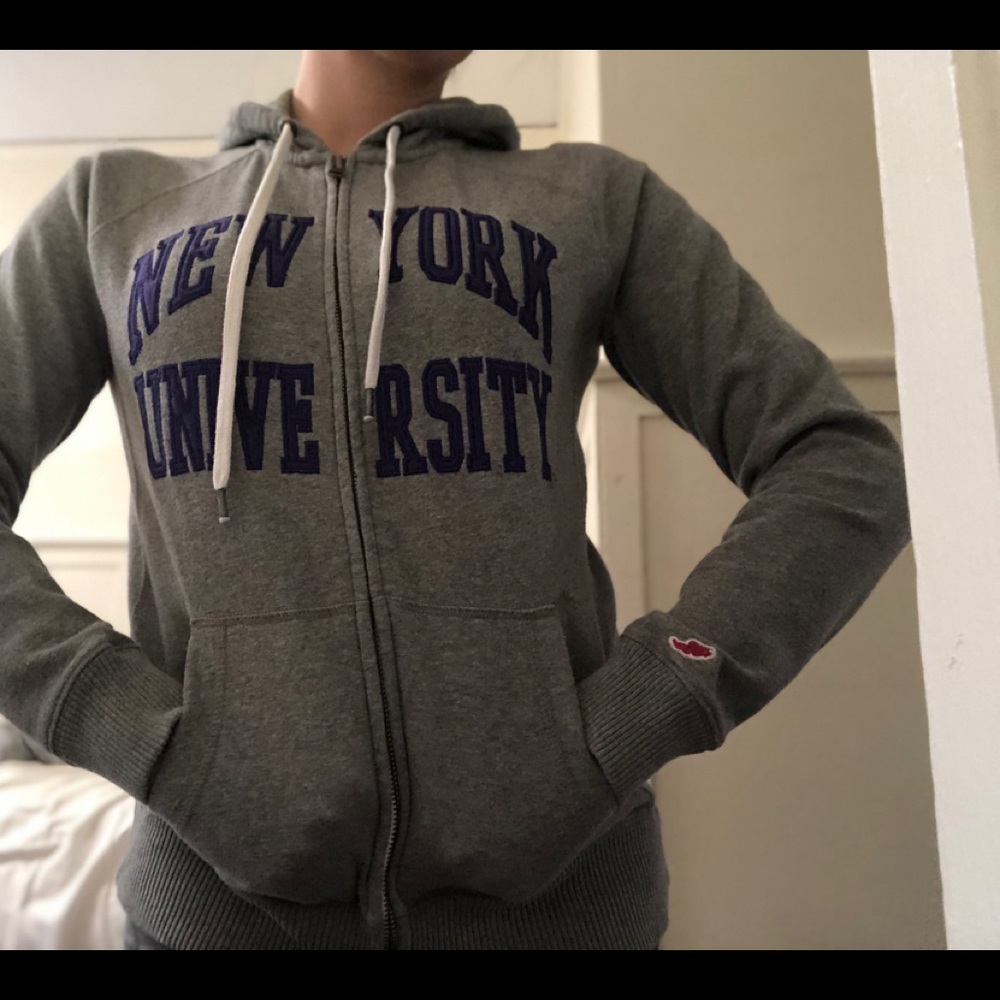 Gray NYU zip up hoodie